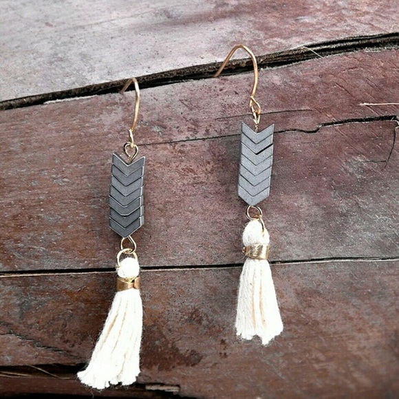 ❤️1 Left❤️Natural Chevron Hematite Dangle Tassels - Picture 4 of 7